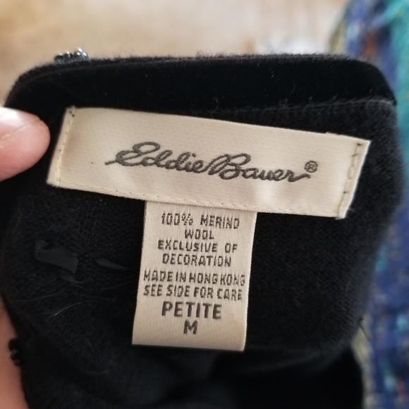 Eddie Bauer 100% Merino Wool beaded sweater, petite sz M - Picture 8 of 8